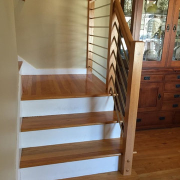 Warm Oak w/ Horizontal Stainless Steel Balusters