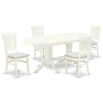 East West Furniture Vancouver 5-piece Wood Dinette Set in Linen White