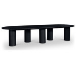 Meridian Furniture - Dolan Rubberwood and Veneer Dining Table, Black - A sleek design and rich black finish make the Dolan oak dining table a statement piece. Perfect for entertaining guests or family dinners, it turns your home into a gathering place. A timeless piece that will elevate any dining room, its durable oak construction ensures it will be cherished for years to come.