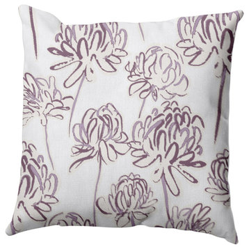 Blossom Bouquet Outdoor Pillow, Purple, 18"x18"