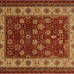 Bareens Designer Rugs - Turkish Knotted Istanbul Nellie Rust/Ivory Wool Rug - 8'2'' x 10'3'' - Designed with a mesmerizing intricate traditional motif this glorious hand knotted rug is a masterpiece that will fill any space with sophistication and grace. An exhilarating color pallet with an elaborate design, this masterpiece features luxurious hand spun wool with all vegetable dyes to add comfort and style to your decor. The design, color and beautiful chromatic composition with a sheen in traditional and transitional designs, exude beauty, elegance and quality make this rug a masterpiece of its own.