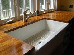 Wide Plank Teak Countertop with Undermount Sink