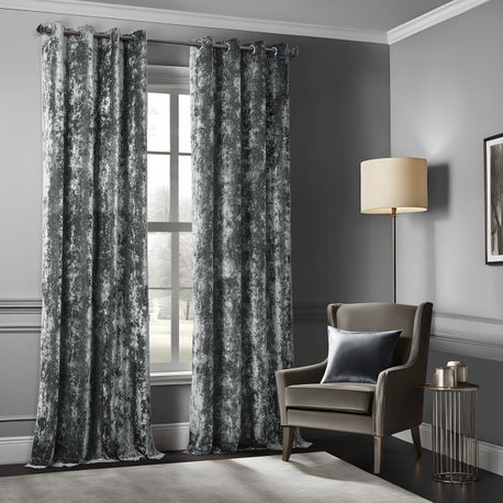 Lush Crush Grommet Velvet Window Curtain Single Panel, Stone Grey, 50w X 108l