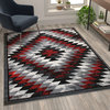 Clifton Collection Rectangle 5' x 7' Southwestern Area Rug, Red