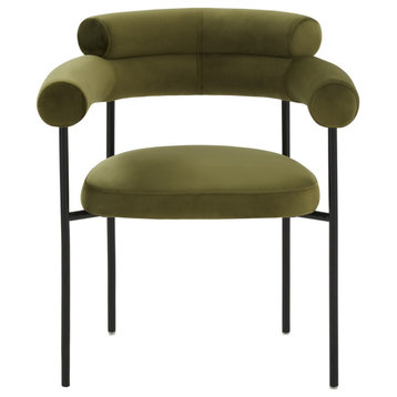Safavieh Couture Jaslene Curved Back Dining Chair, Olive Green/Black