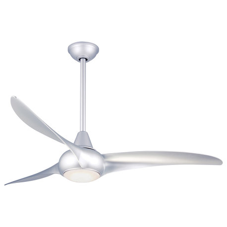 Ceiling Fan, Silver With Frosted Glass