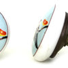 Set of Four Ceramic Knobs with Bird Design