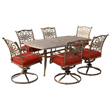 Traditions 7-Piece Dining Set, Red With 72x38" Cast-top Table