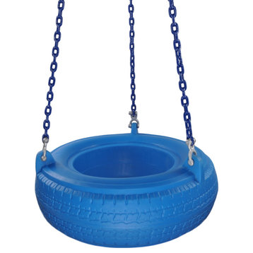 Plastic Tire Swing With Coated Chain, Blue
