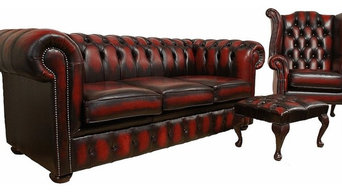 Chesterfield Leather Oxblood Sofa 3+Wing+Footstool