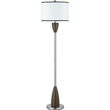 Hotel Floor Lamp - White with Brown Stripe