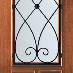 Slab Single Door 96 Mahogany Charleston 2/3 Lite Wrought Iron - Front Doors