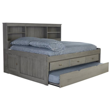 OS Home and Office Furniture 3-Drawer Pine Wood Full Daybed in Charcoal Gray