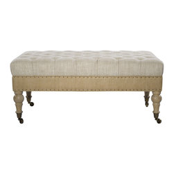 Bensington Tufted Bench with Casters - Footstools And Ottomans