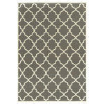 Newcastle Home - Rhodes Indoor and Outdoor Lattice Gray and Ivory Rug, 5'3"x7'6" - Rhodes is a collection of machine-made indoor/outdoor rugs showcasing simple, geometric patterns.  The clean lines, fresh colors and soft hand of the looped construction will make these rugs a welcome addition to any room or patio.