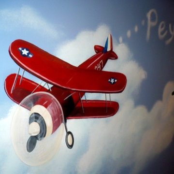 Biplane Nursery Mural Michigan ML Murals
