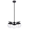 Living District Eclipse 3-Light Glass & Metal Pendant in Black/Clear