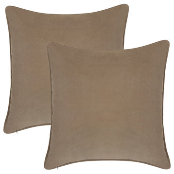 A1HC Soft Velvet Throw Pillow Covers Only, Set of 2, Tan, 20"x20"