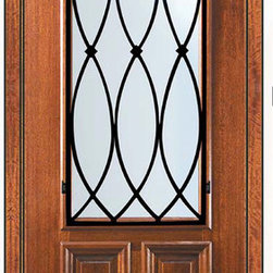 Prehung Single Door 96 Mahogany La Salle 2/3 Lite Wrought Iron - Front Doors