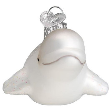 Old World Christmas Beluga Whale Holiday Ornament Glass