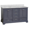 Harper 60" Bathroom Vanity, Marine Gray, Carrara Marble, Double