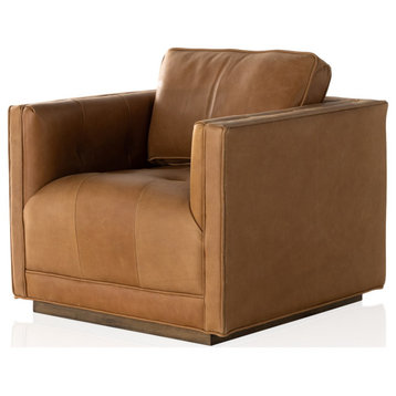 Kiera Palermo Cognac Leather Swivel Chair
