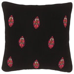 Bareens Designer Rugs - Boho Chic Flint Hand Embroidered Italian Velvet Pillow - Embellish your home with this timeless casual chic handmade pillow made with gorgeous soft luxurious Italian Velvet. Hand Embroidered pattern on classy Italian Velvet with beautiful color combination and unique majestic intricate design is a mesmerizing addition to any d�cor. This beautiful, elegant pillow features beautiful colors with unique design made by skilled artisans. An intricate design and exquisite coloration make this handmade pillow a standout piece in any decor.