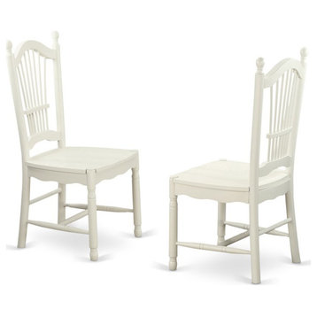 East West Furniture Dover 11" Wood Dining Chairs in Linen White (Set of 2)