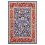 Bareens Designer Rugs - Southwestern Heriz Ziegler Benedict Blue Rust Hand-Knotted Rug-8'11'' x 11'11'' - Enhance the ambiance of your home with this magnificent Persian-influenced Turkish hand-knotted rug made by skilled artisans capable of creating the most exceptional vegetable dyes and hand-spun wool. This exquisite handmade rug is a one-of-a-kind Peshawar Kafkaz, otherwise identified as Chobi, Chobi Peshawar, Oushak, or Ziegler rug. These handmade rugs are crafted in Pakistan utilizing superior-quality wool imported from Australia, New Zealand, and Korea in two types of weaves: the Persian weave and the Mori weave. This rug is meticulously crafted by hand using the finest natural vegetable dyes extracted from local plants. The artisans use a blend of hand-spun local and fine merino wool, resulting in a rug with a compelling texture, higher lanolin content, and longer staple. The artisans occasionally incorporate natural or artificial silk into the pile to enhance specific motifs. The finished product is an awe-inspiring execution of flawless design and an understated palette that exudes elegance.