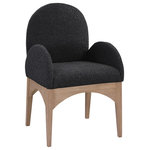 Meridian Furniture - Waldorf Chenille Upholstered Dining Chair, Black, Chenille, Natural Finish, Black, Arm Chair, Boucle Fabric, Natural Finish - The Waldorf Boucle Fabric Dining Arm Chair exudes elegance and comfort. Crafted with solid ash wood, this dining chair boasts a sturdy and durable construction. The natural finished legs provide a warm and welcoming touch to the overall design. The plush black boucle fabric on the seat and backrest of the chair offers a soft and cozy seating experience, making it an ideal choice for long dinner conversations with family and friends.