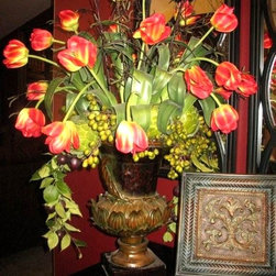 Tuscan Living Room Design - Artificial Flower Arrangements