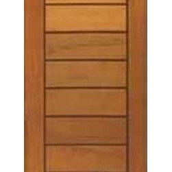 Contemporary Flush Panel Single Door, Solid Tropical Wood - Front Doors