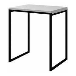 ADM Bathroom Design - ADM Bathroom Stool Black Steel Frame, Glossy White Top, 15" - Shower Benches & Seats