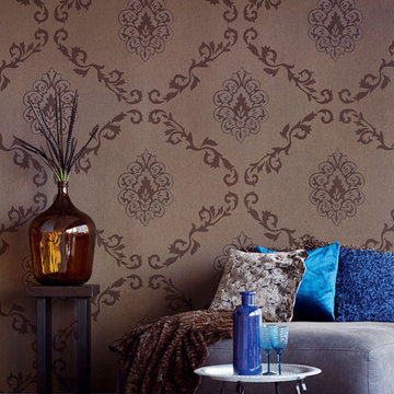 Acharnes Espresso Damask Wallpaper