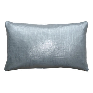 Pillow Decor - Tuscany Linen Metallic Throw Pillow, Silver, 12" X 20"