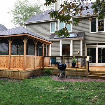 Cedar Gazebo with Wood Deck and Belgard Paver Patio in Itasca, IL