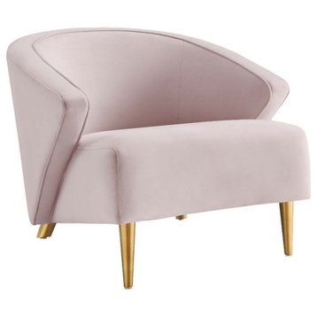Modway Odyssey Modern Performance Velvet Armchair in Pink/Gold
