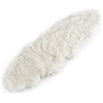 6 ft White Faux Fur Throw Sheepskin Rug