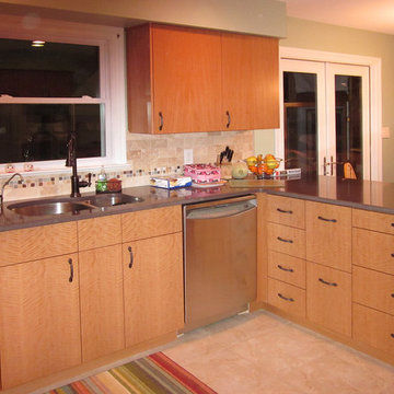 Contemporary Kitchen in Anigre Wood