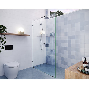 78"x46" Frameless Shower Door Single Fixed Panel, Matte Black