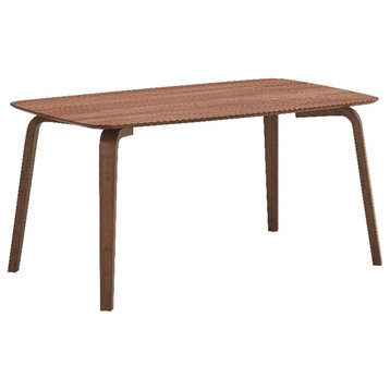 Pemberly Row Contemporary Rectangular Rubberwood Dining Table in Walnut