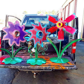 Whimsical garden art sculptures