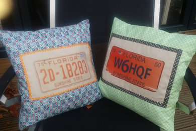 number plates into cushions