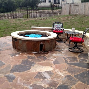 Cedar Park, TX, Flagstone Patio-Pergola-Fire-Pit Combination