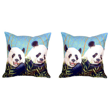 Pair of Betsy Drake Pandas No Cord Pillows 18 Inch X 18 Inch