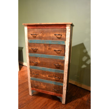 La Boca Rustic Solid Wood Highboy Dresser Cabinet