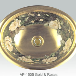 Full Gold & Platinum Decorations by Atlantis Porcelain Art - Bathroom Sinks