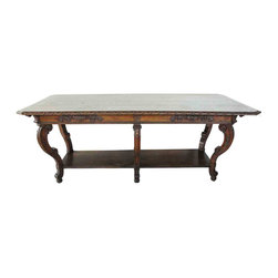 French Provincial Oak Drapery Work Table - Console Tables