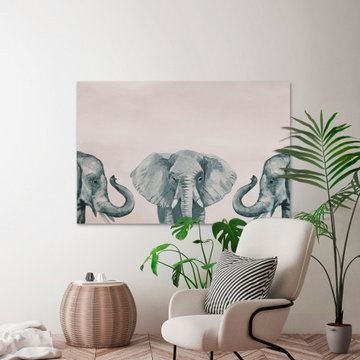 "Elephant Poses II" Painting Print on Wrapped Canvas
