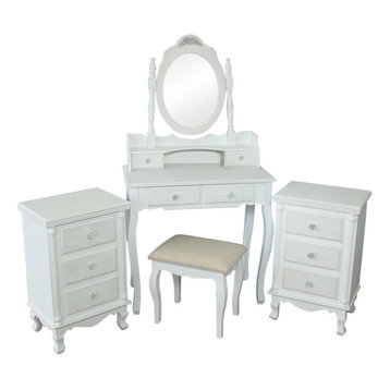 White bedroom furniture - 5 Piece Bedroom Furniture Set - Lila Range